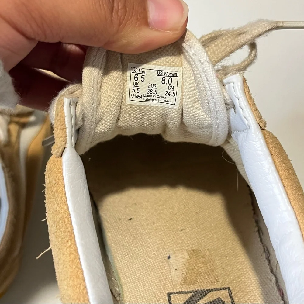 Vans Old Skool Low-Top Skate Shoes Tan Suede Size 8